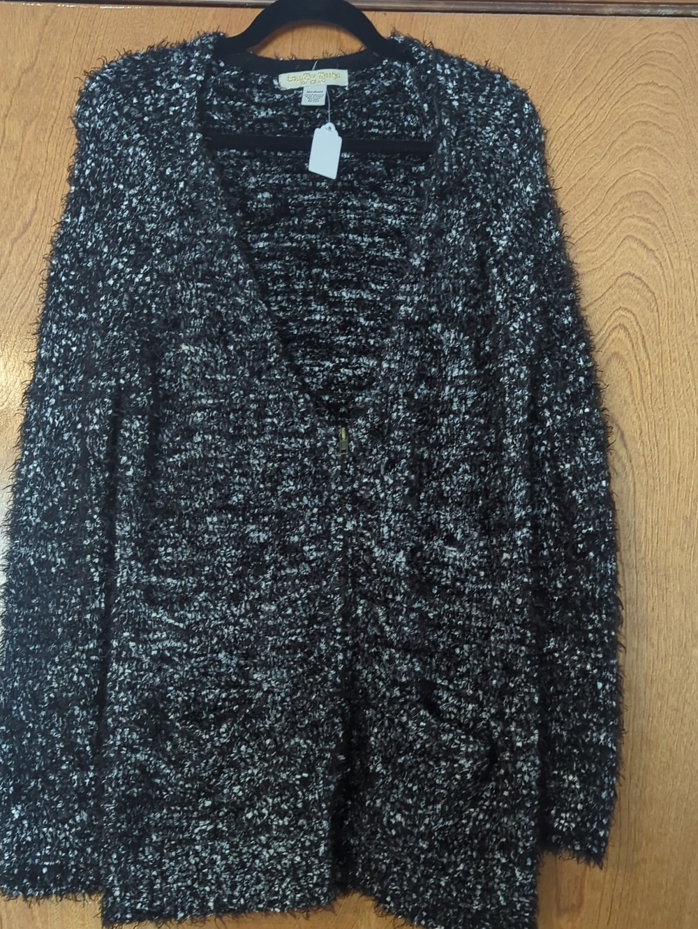 Love By Design Black & White Marled Open-Front Cardigan